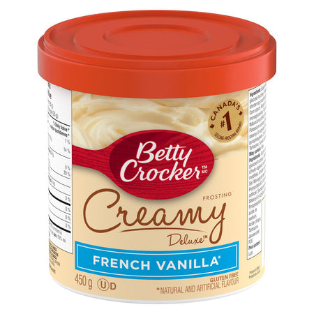 Betty Crocker Gluten Free Creamy Deluxe French Vanilla Frosting, 450g/15.75 oz. Jar {Imported from Canada}