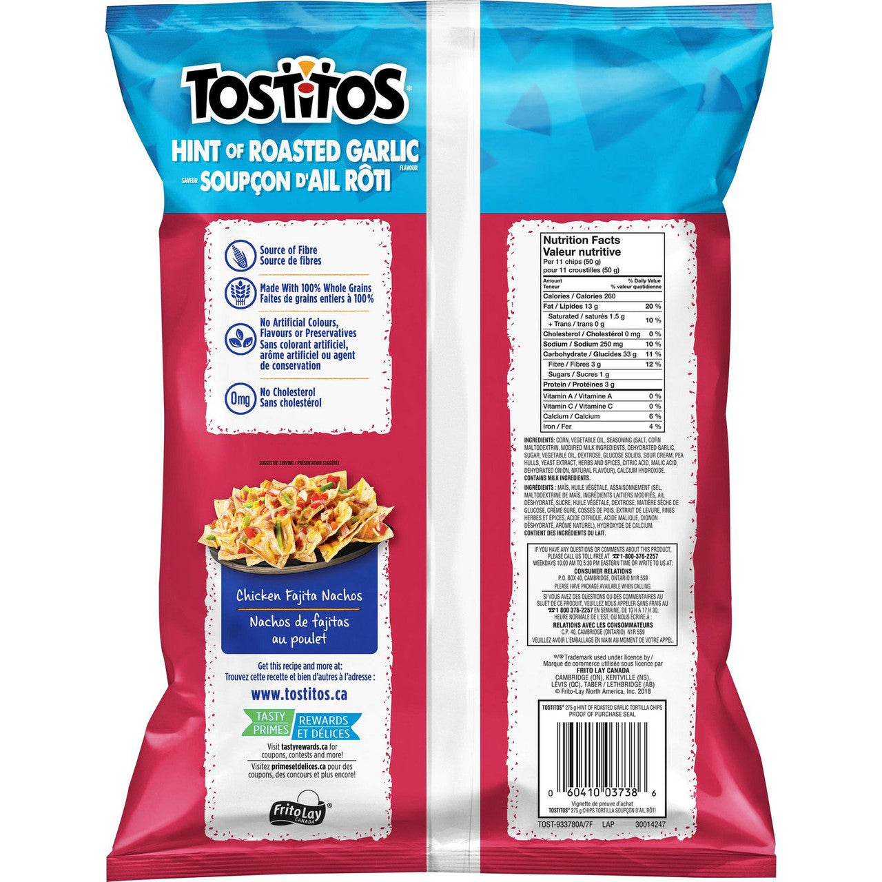 Tostitos Hint of Roasted Garlic Tortilla Chips 275g/9.7 oz., {Imported from Canada}