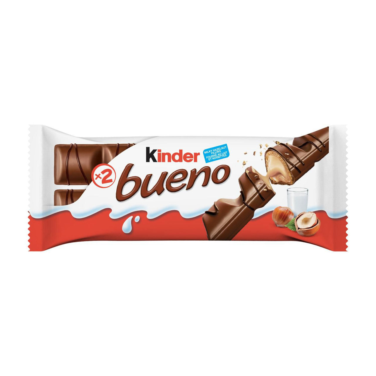Kinder Bueno Hazelnut Milk Chocolate, 2 Bars per Pack, 43g/1.5 oz. 1 Pack {Imported from Canada}