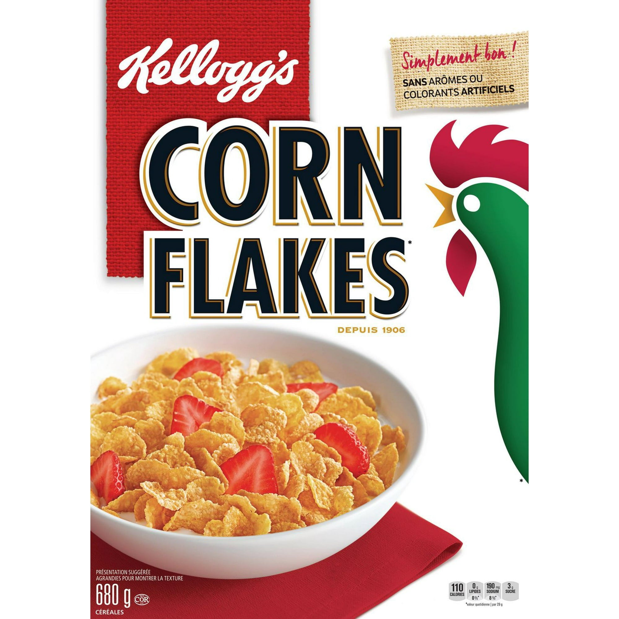 Kellogg's Corn Flakes Cereal, 680g / 23.98oz - Front Of Box