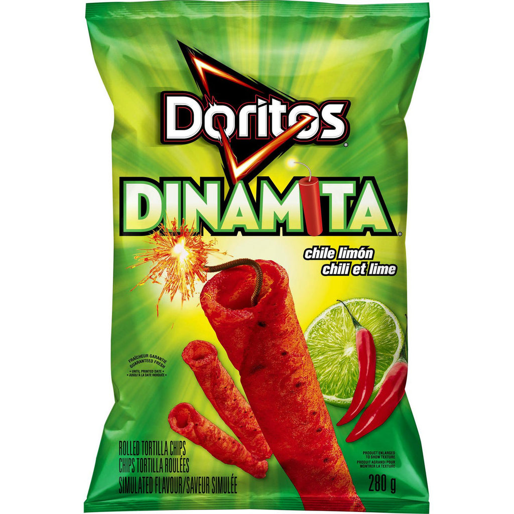 Doritos Dinamita Chile-Lime Burn Rolled Tortilla Chips, 280g/9.8 oz. {Imported from Canada}