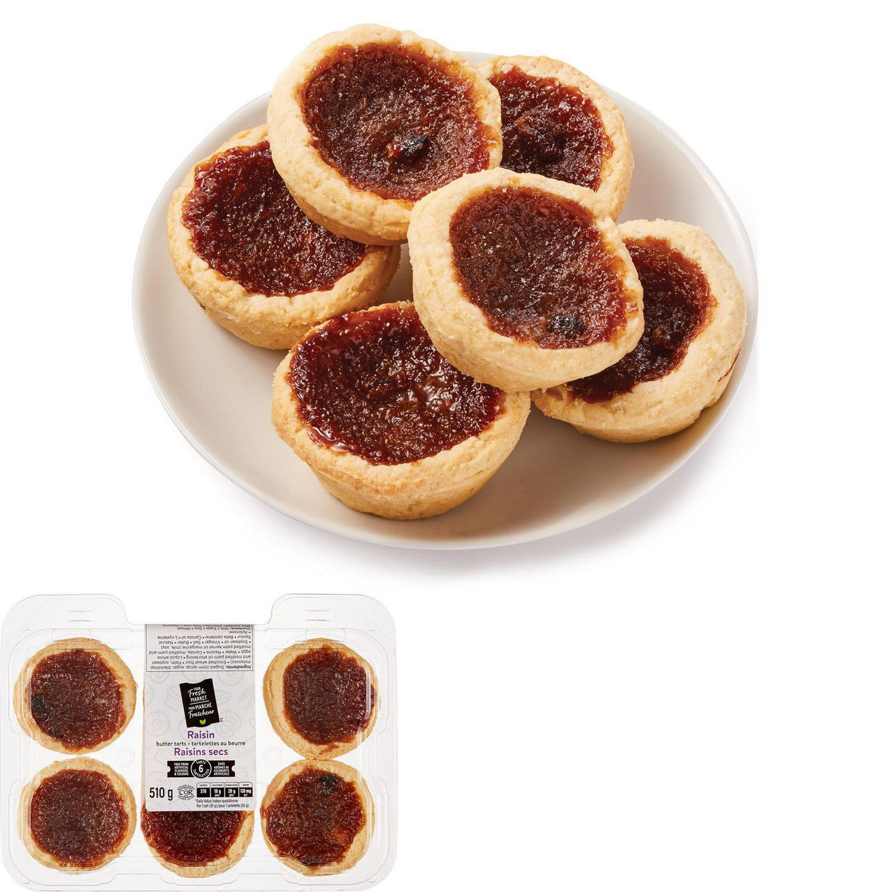 Your Fresh Market Raisin Butter Tarts, 510g/18oz., 6 Tarts, {Imported from Canada}