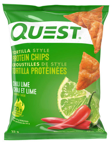 Quest Tortilla Style Protein Chips, Chili Lime Flavor, 32g/1.12 oz. Bag {Imported from Canada}
