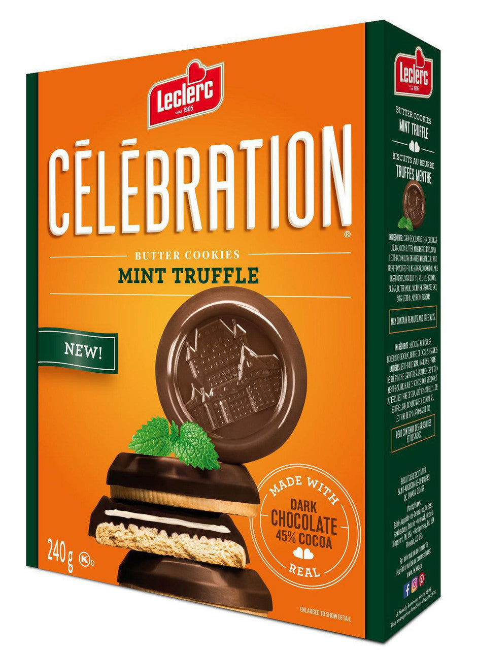 Leclerc Celebration Mint Truffle Cookies, 240g/8.5 oz.,{Imported from Canada}