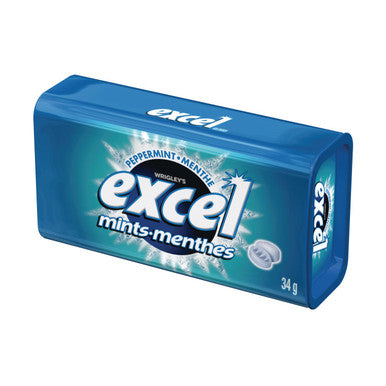 Excel Mints Peppermint, 34g/1.2 oz., Tin, 8 Count, {Imported from Canada}