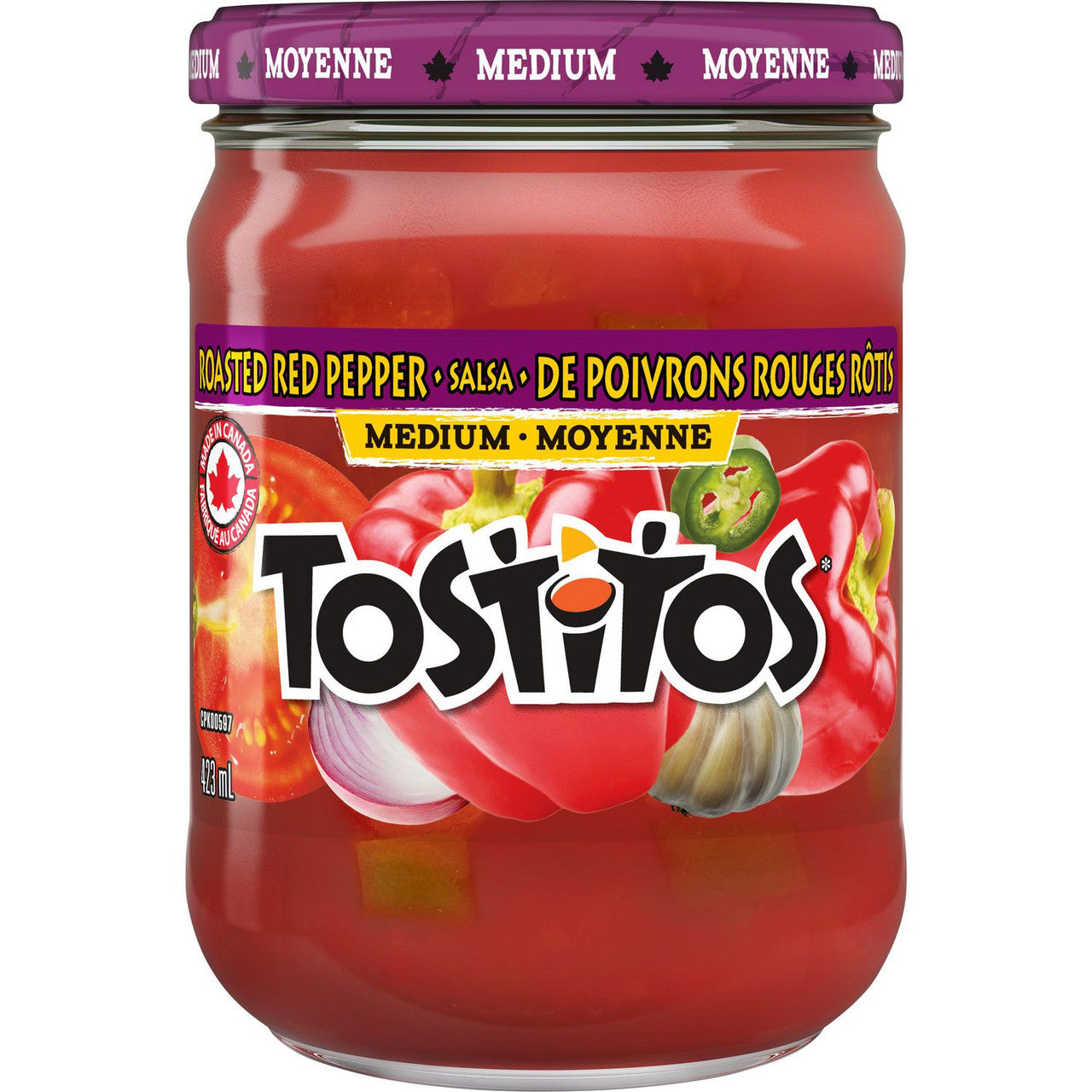 Tostitos Medium Roasted Red Pepper Salsa Dip, 423ml/15 fl. oz., Jar {Imported from Canada}