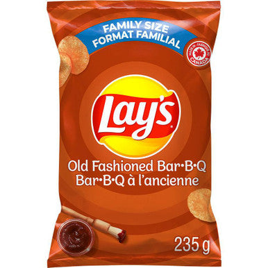 Lay's Old Fashioned Bar-B-Q Potato Chips 235g/8 oz.,  {Imported from Canada}