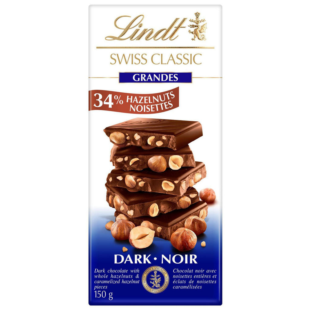 Lindt Swiss Classic Grandes Hazelnut Dark 150g/5.25oz. {Imported from Canada}