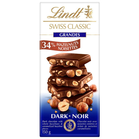 Lindt Swiss Classic Grandes Hazelnut Dark 150g/5.25oz. {Imported from Canada}