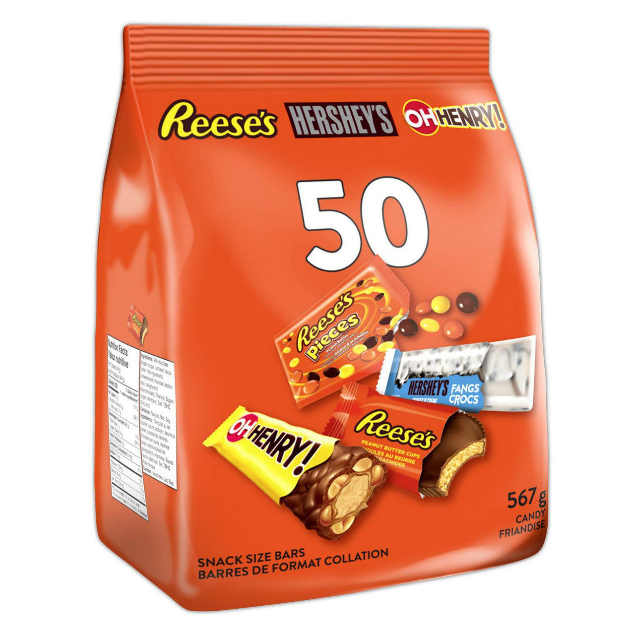 Hershey's Halloween Assorted Chocolate and Candy Value Bag, 50ct., 567g/1.2 lbs., {Imported from Canada}