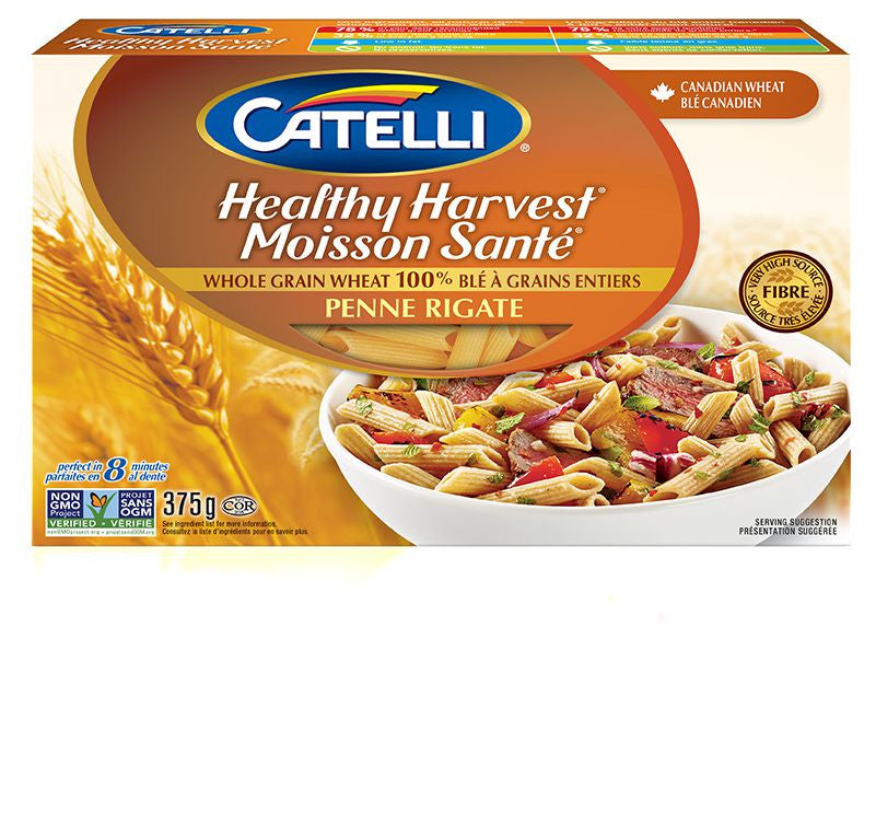 Catelli Healthy Harvest Whole Wheat Penne Rigate Pasta, 375g/13.2 oz., {Imported from Canada}