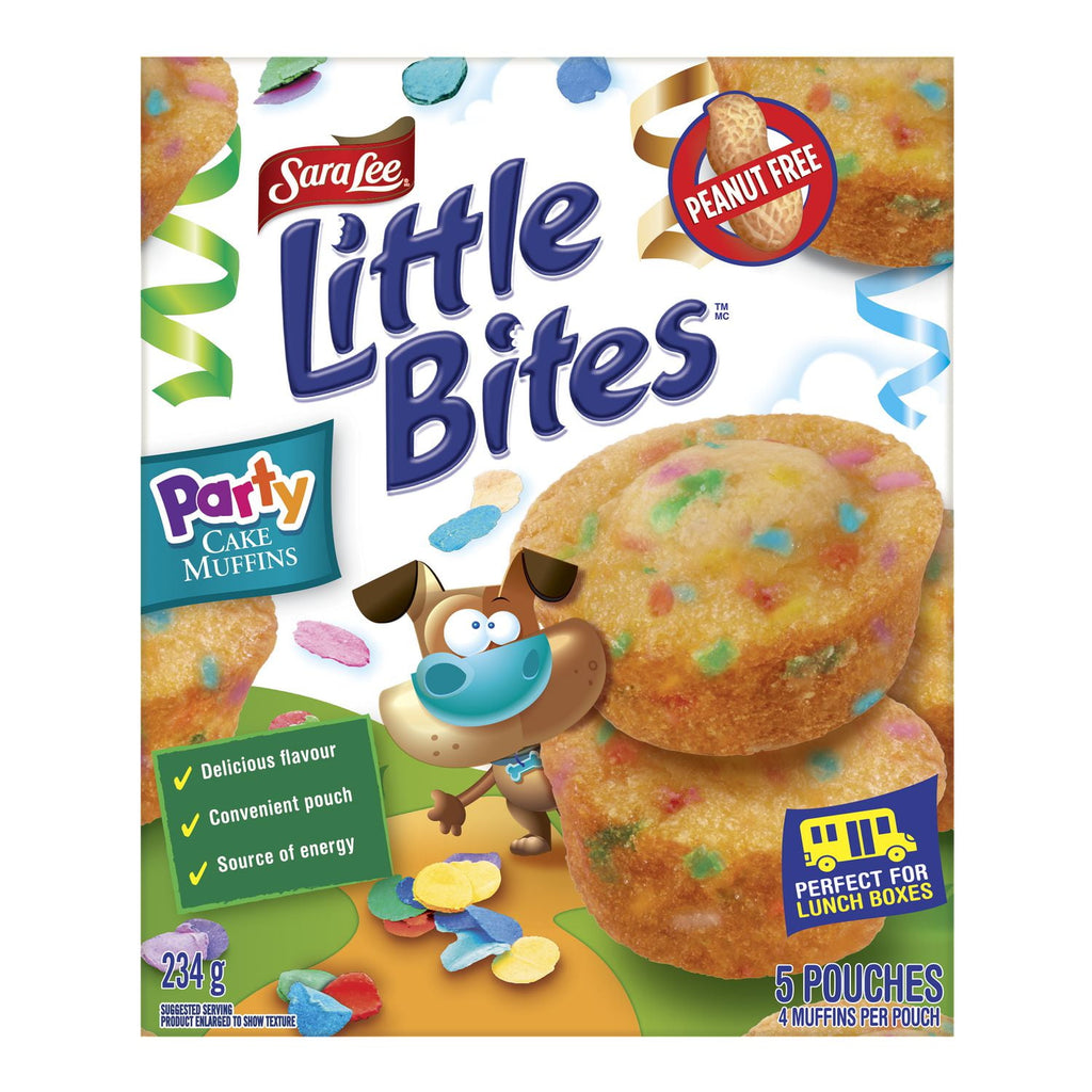 Sara Lee Little Bites Party Cake Muffins, 5 pouches, 234g/8.2 oz. Box, front of box