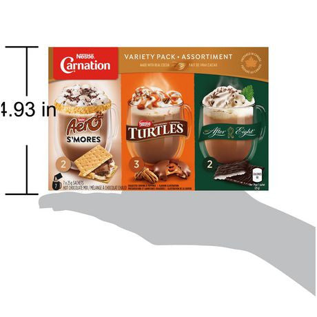 Carnation Hot Chocolate, Variety Pack, Aero, Turtles, After Eight (7ct x 25g) sachets, {Imported from Canada}