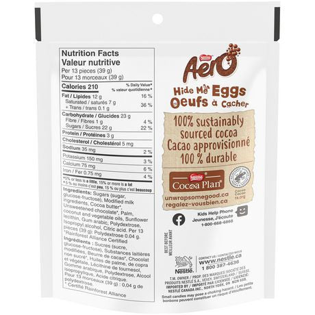 Nestle Aero Easter Hide Me Chocolate Eggs 100g/3.5 oz, (Imported from Canada)