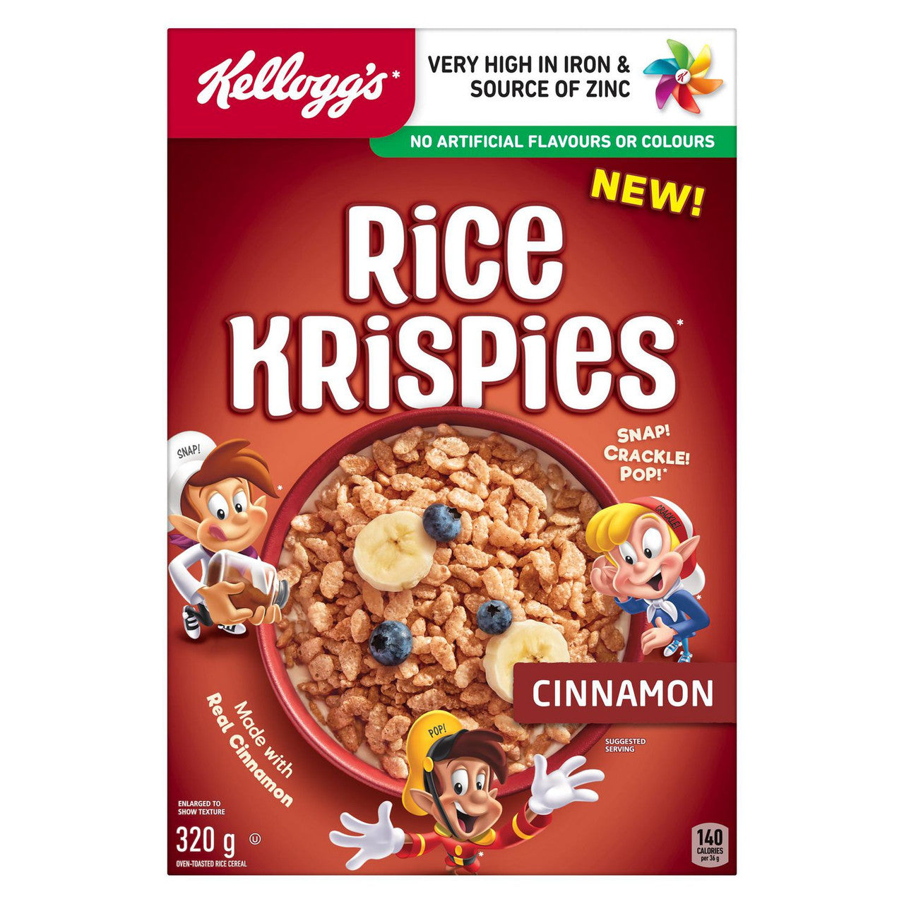 Kellogg's Cinnamon Rice Krispies Cereal, 320g/11.2 oz.  {Canadian}