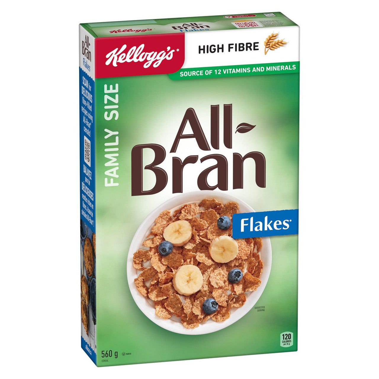 Kellogg's All-Bran Flakes Cereal, 560g/19.6 oz., (Imported from Canada)