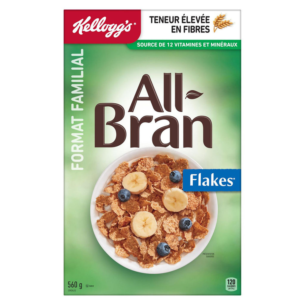 Kellogg's All-Bran Flakes Cereal, 560g/19.6 oz., (Imported from Canada)