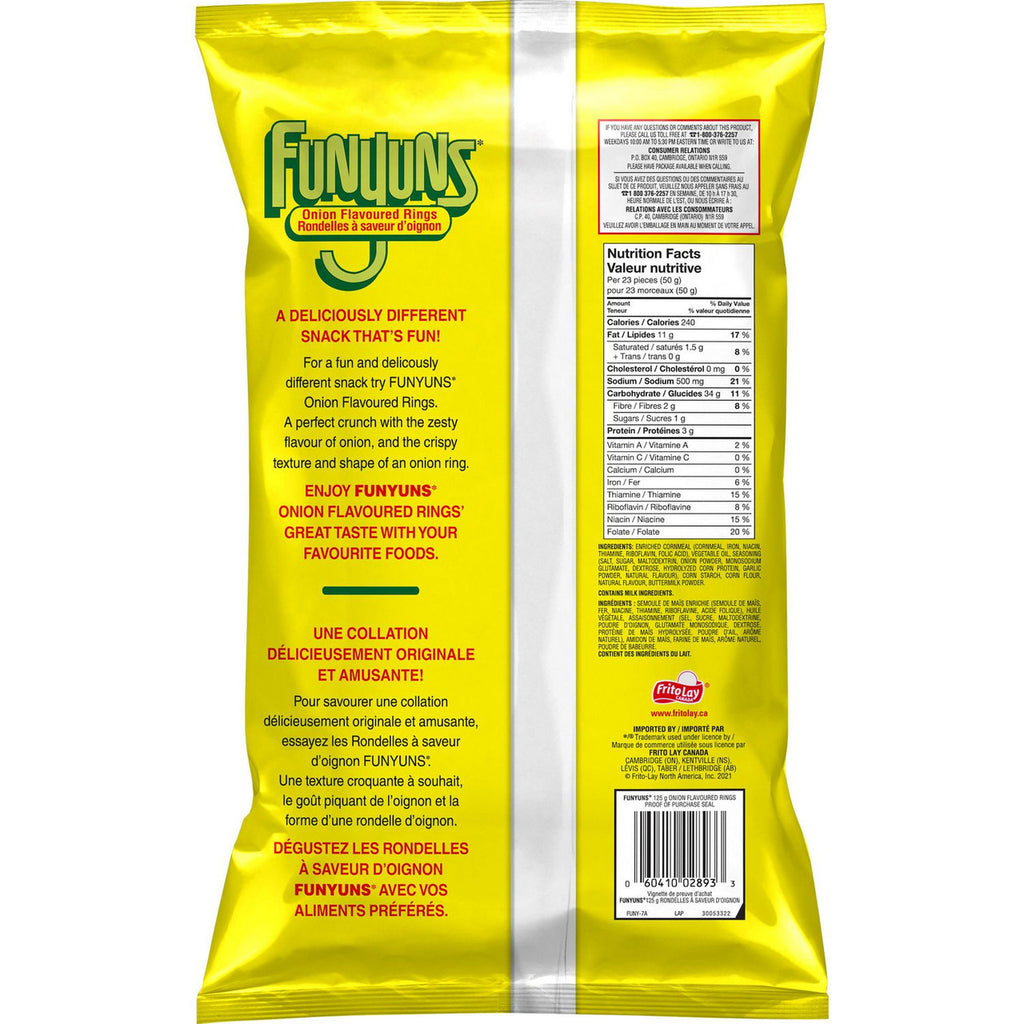 Funyuns Onion Flavored Rings, 125g/4.4 oz., (Imported from Canada)