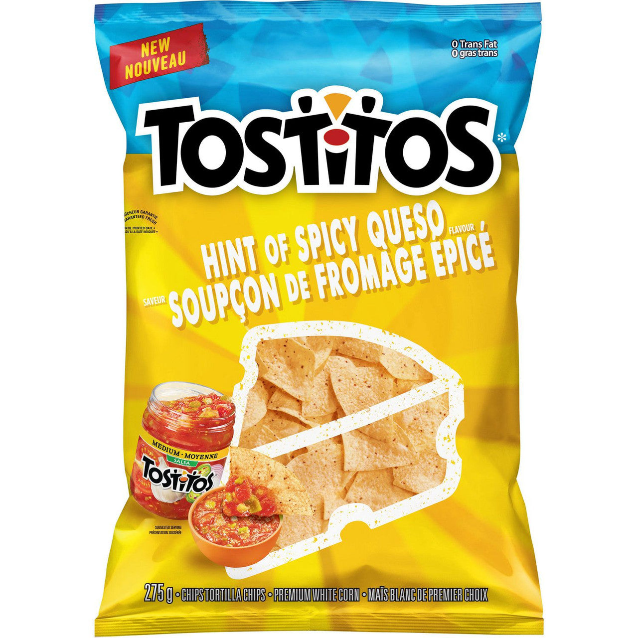 Tostitos Hint of Spicy Queso Flavor Tortilla Chips 275g/9.7 oz., {Imported from Canada}