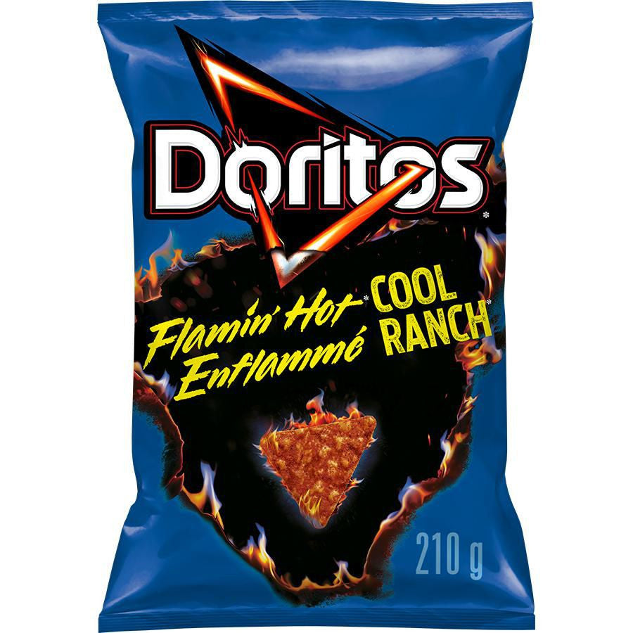 Doritos Flamin' Hot Cool Ranch Tortilla Chips, 210g/7.35 oz., Bag, {Imported from Canada}