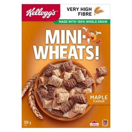 Kellogg's Mini-Wheats Maple Flavour Cereal 500g/17.6oz (Imported from Canada)