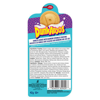 Betty Crocker DunkAroos, Vanilla Cookies with Rainbow Sprinkle Frosting, 42g/1.47 oz. {Imported from Canada}