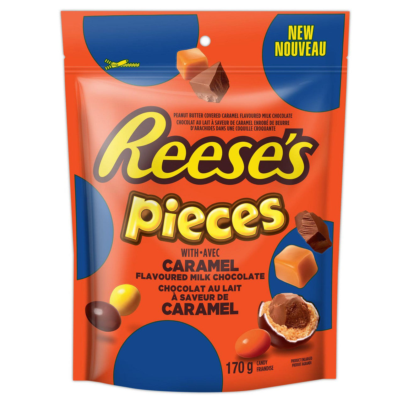 Reese's Pieces with Caramel Milk Chocolate Candy 170g/6 oz. (Imported from Canada)