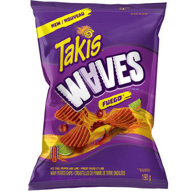 Takis Waves Fuego Chili Lime Potato Chips, 190g/6.6 oz. {Imported from Canada}