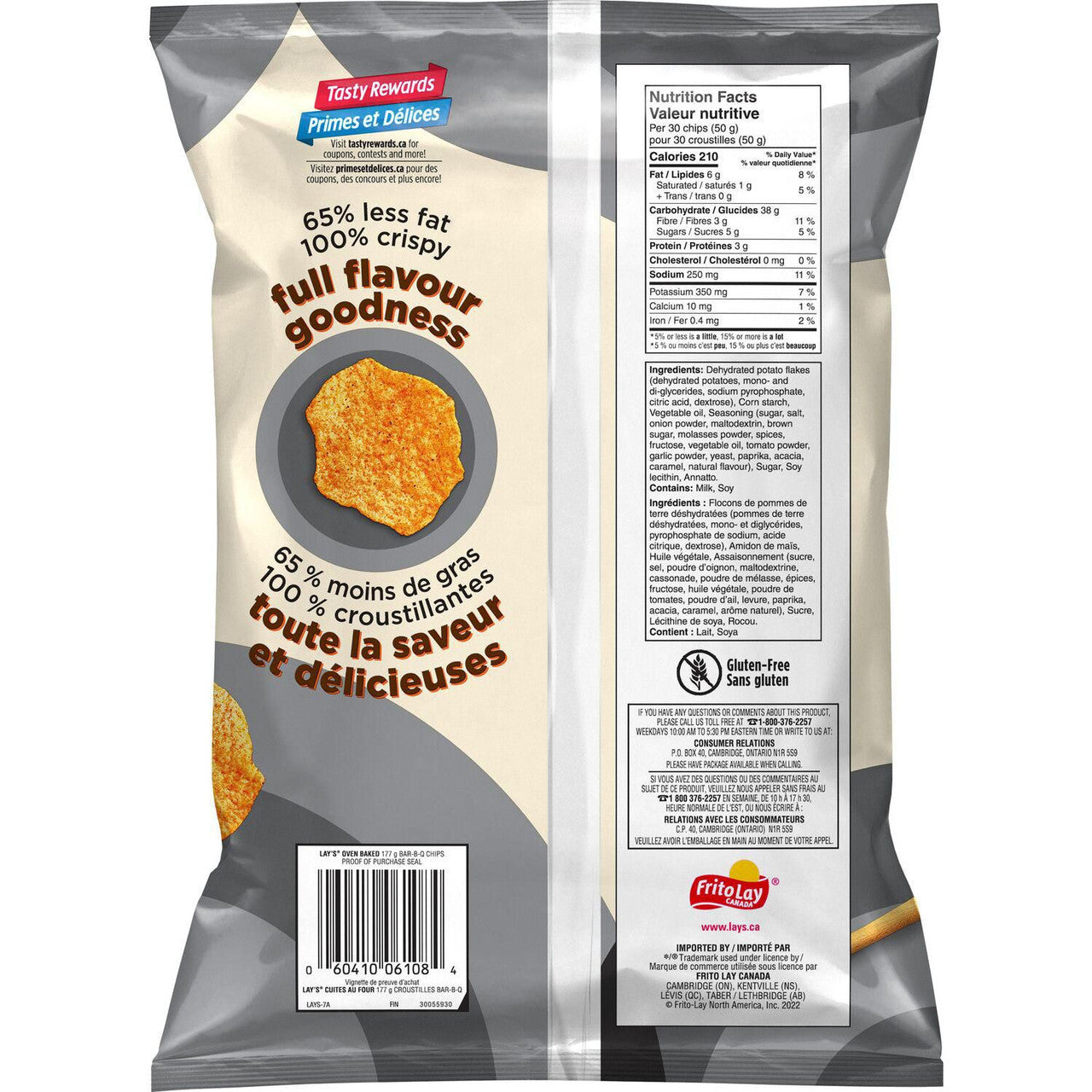 Lay's Oven Baked BBQ Potato Chips 177g/6.2 oz. (Imported from Canada)