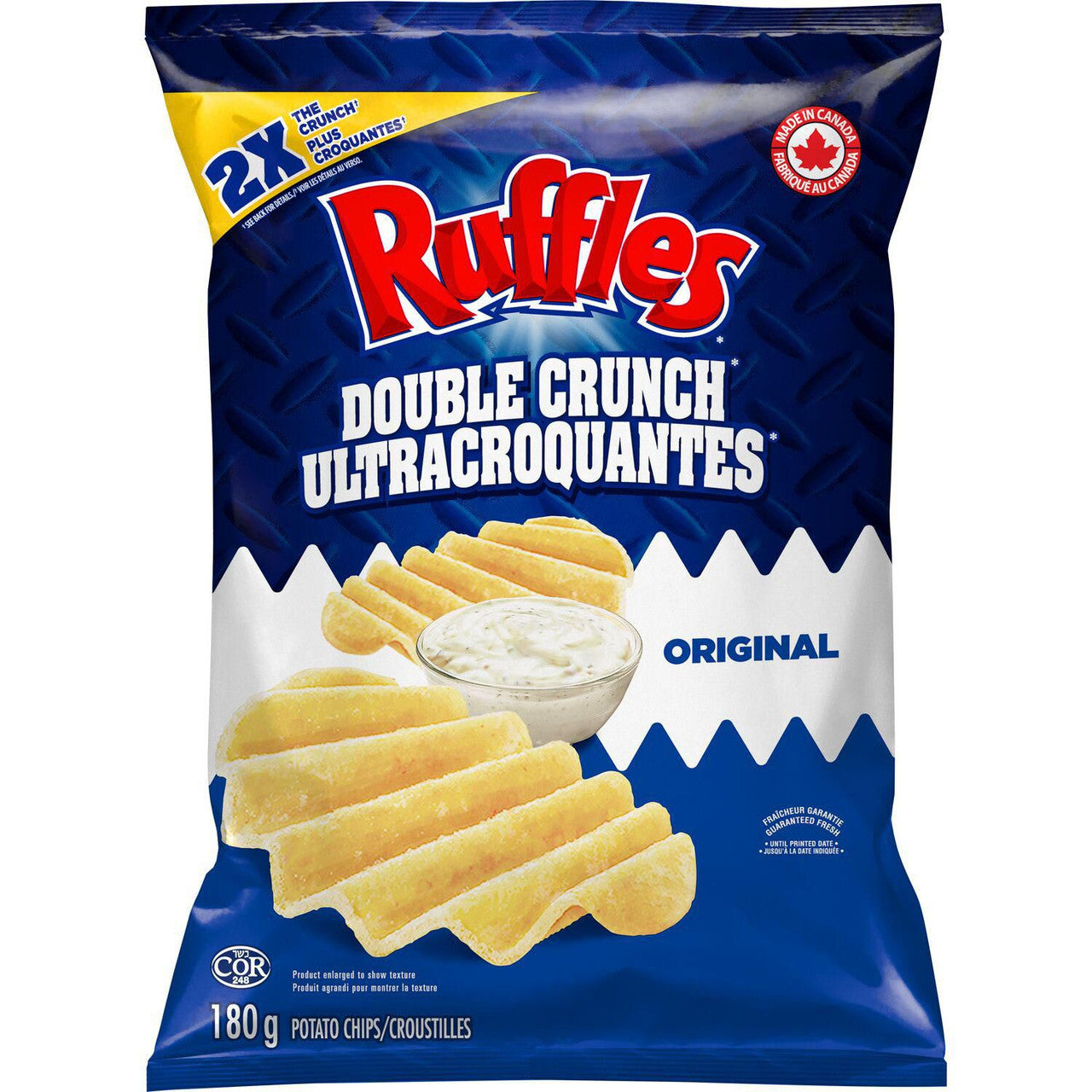 Ruffles Double Crunch Original Potato Chips, 180g/6.3 oz., {Imported from Canada}