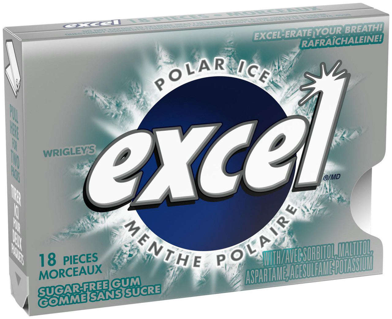 Excel Sugar Free Gum Polar Ice, 3-Pack, 18 pieces each {Imported from Canada}