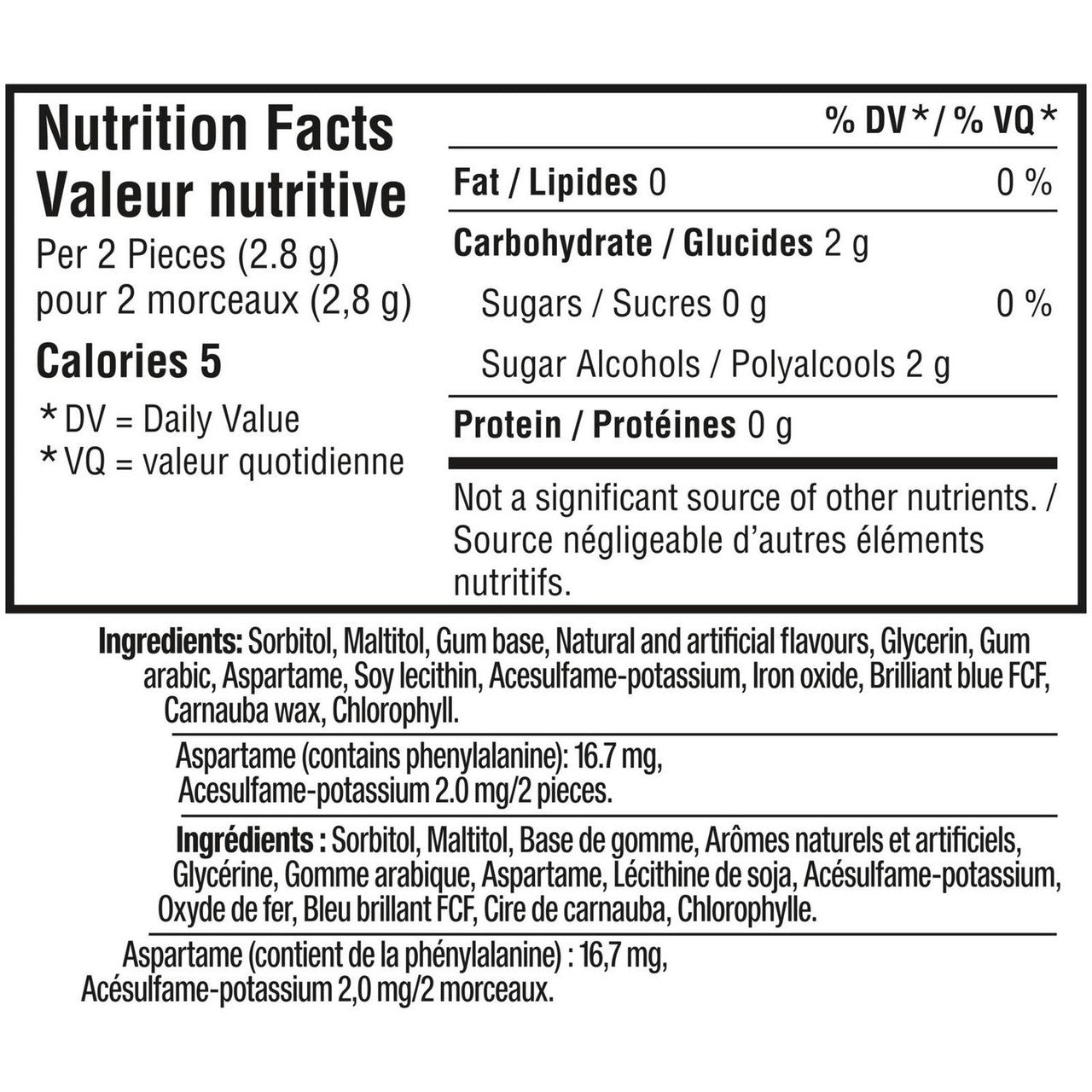 Excel Sugar Free Gum Chlorophyll 3-Pack, 18 pieces each {Imported from Canada}