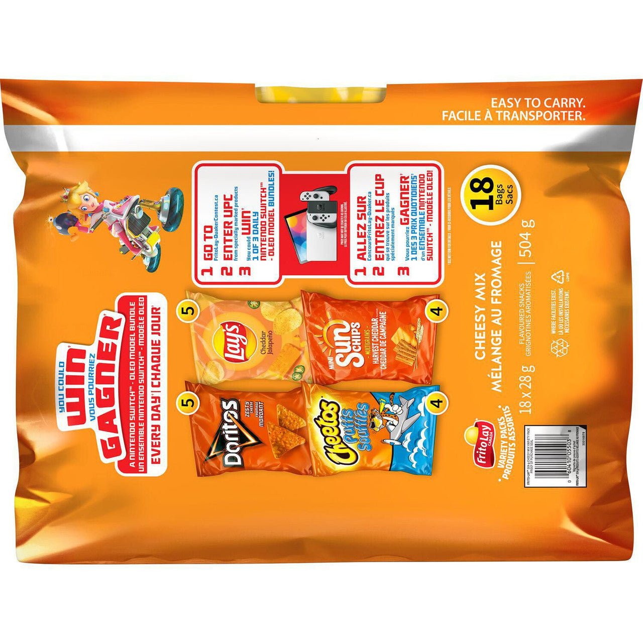 Frito-Lay Chips Variety Pack, Cheesy Mix, Classic, BBQ, Ketchup, Salt & Vinegar Flavors (18ct x 28g/1 oz.) (Imported from Canada)