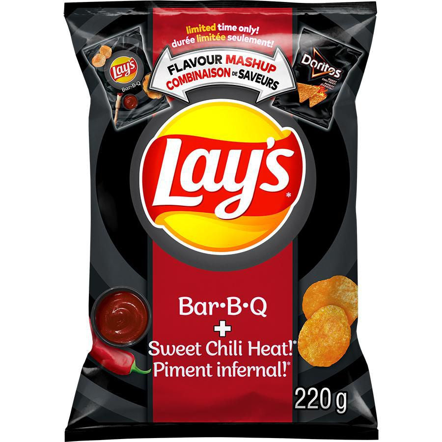 Lay's Potato Chips - BBQ & Sweet Chili Heat! Mashup Chips 220g/7.7 oz., Bag {Imported from Canada}