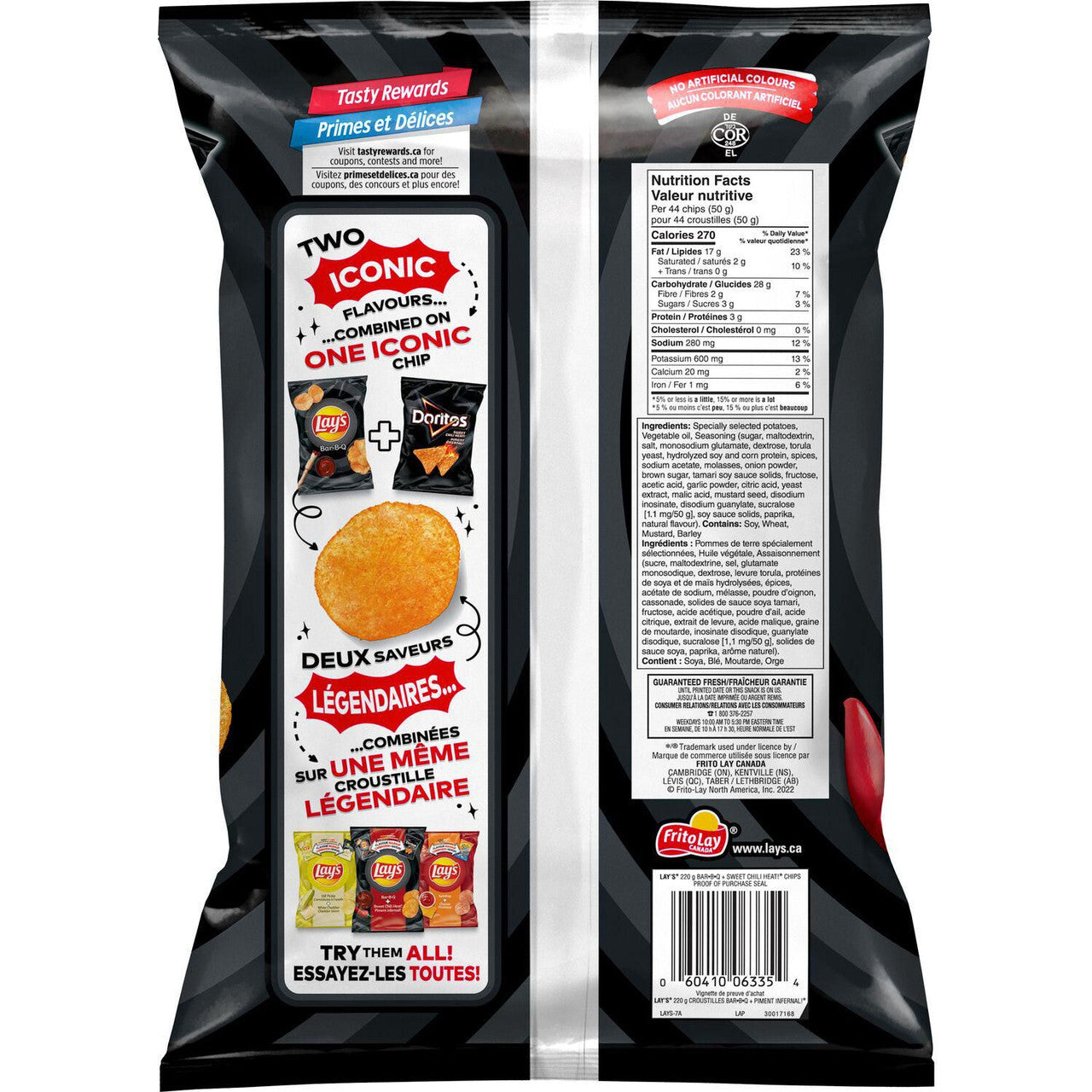 Lay's Potato Chips - BBQ & Sweet Chili Heat! Mashup Chips 220g/7.7 oz., Bag {Imported from Canada}