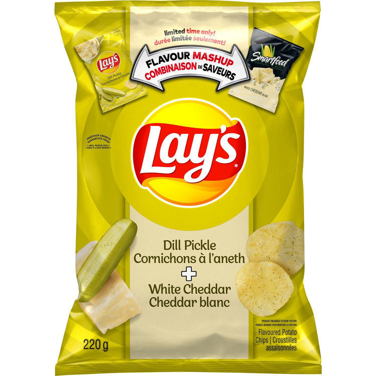 Lay's Potato Chips - Dill Pickle & White Cheddar Chips 235g/8.3 oz., Bag {Imported from Canada}