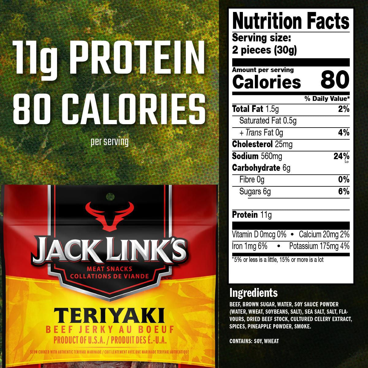 Jack Link's Teriyaki Beef Jerky, 80g/2.8 oz. Can (Imported from Canada)