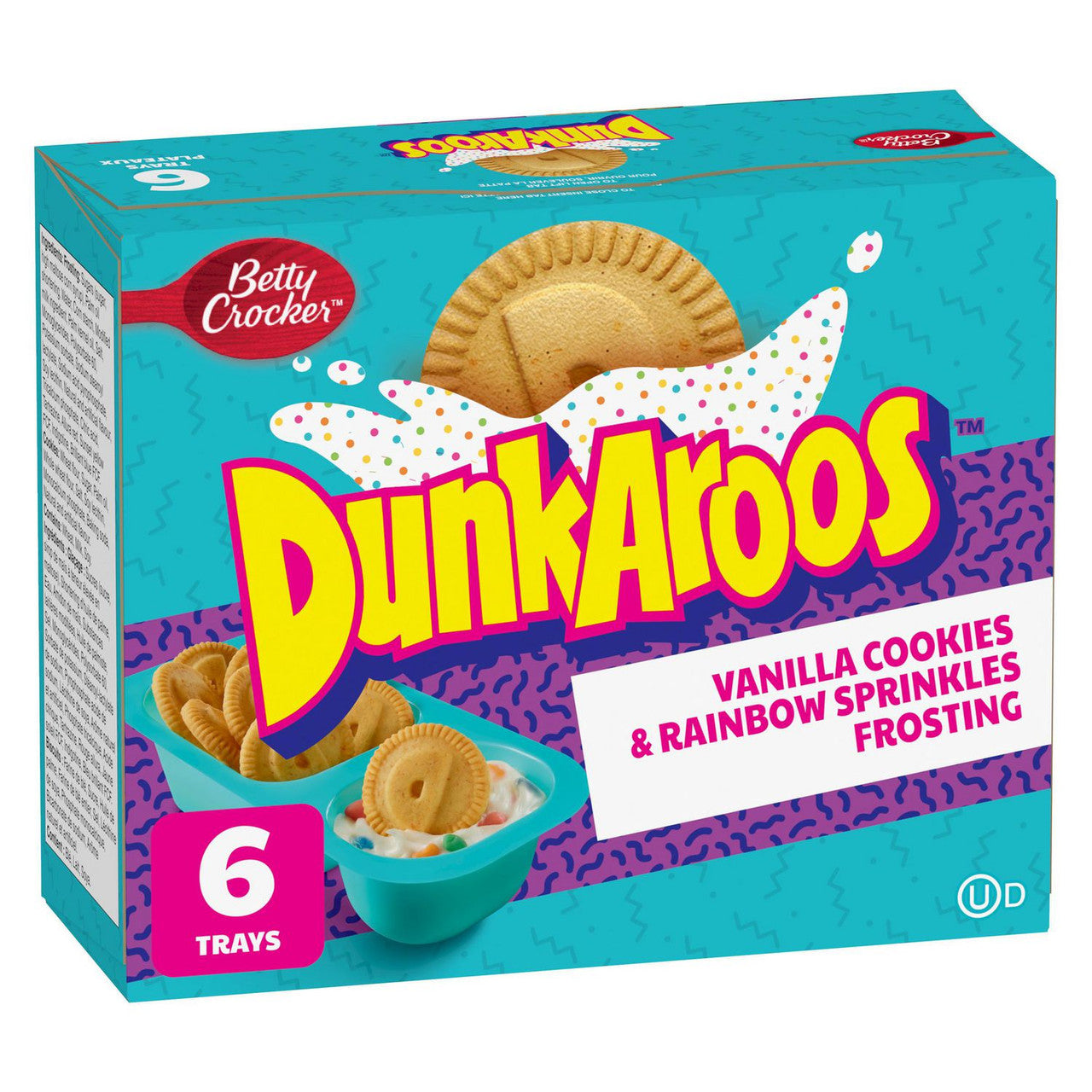 Betty Crocker DunkAroos, Vanilla Cookies with Rainbow Sprinkle Frosting, 6 x 28g/1 oz., Box {Imported from Canada}
