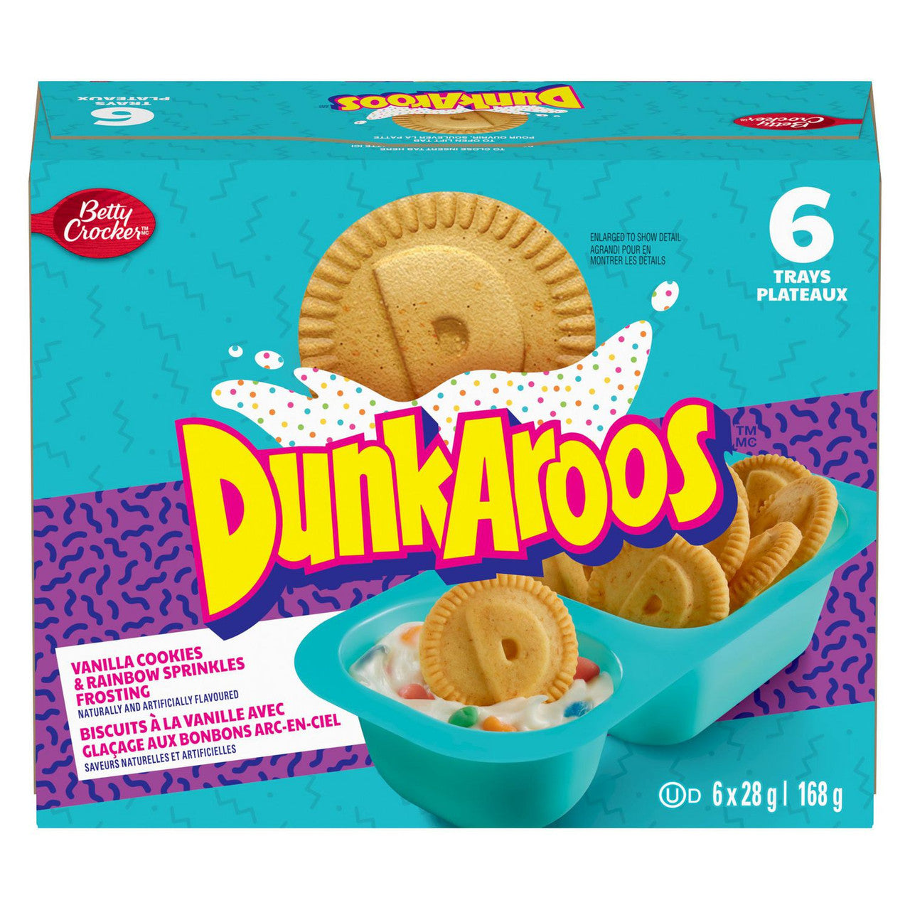 Betty Crocker DunkAroos, Vanilla Cookies with Rainbow Sprinkle Frosting, 6 x 28g/1 oz., Box {Imported from Canada}