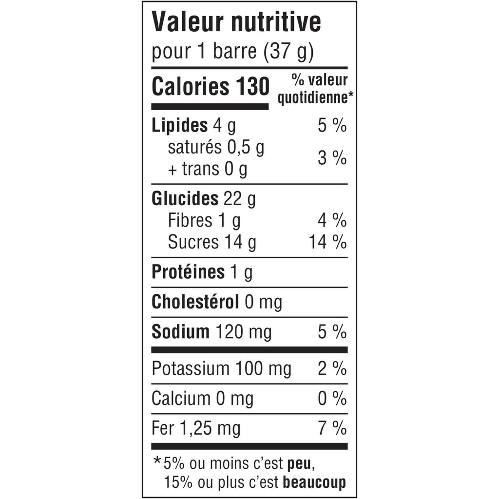 School Safe Chocolate Brownie Bars, 8ct., 296g/10.4 oz., Box, nutrition facts label, French