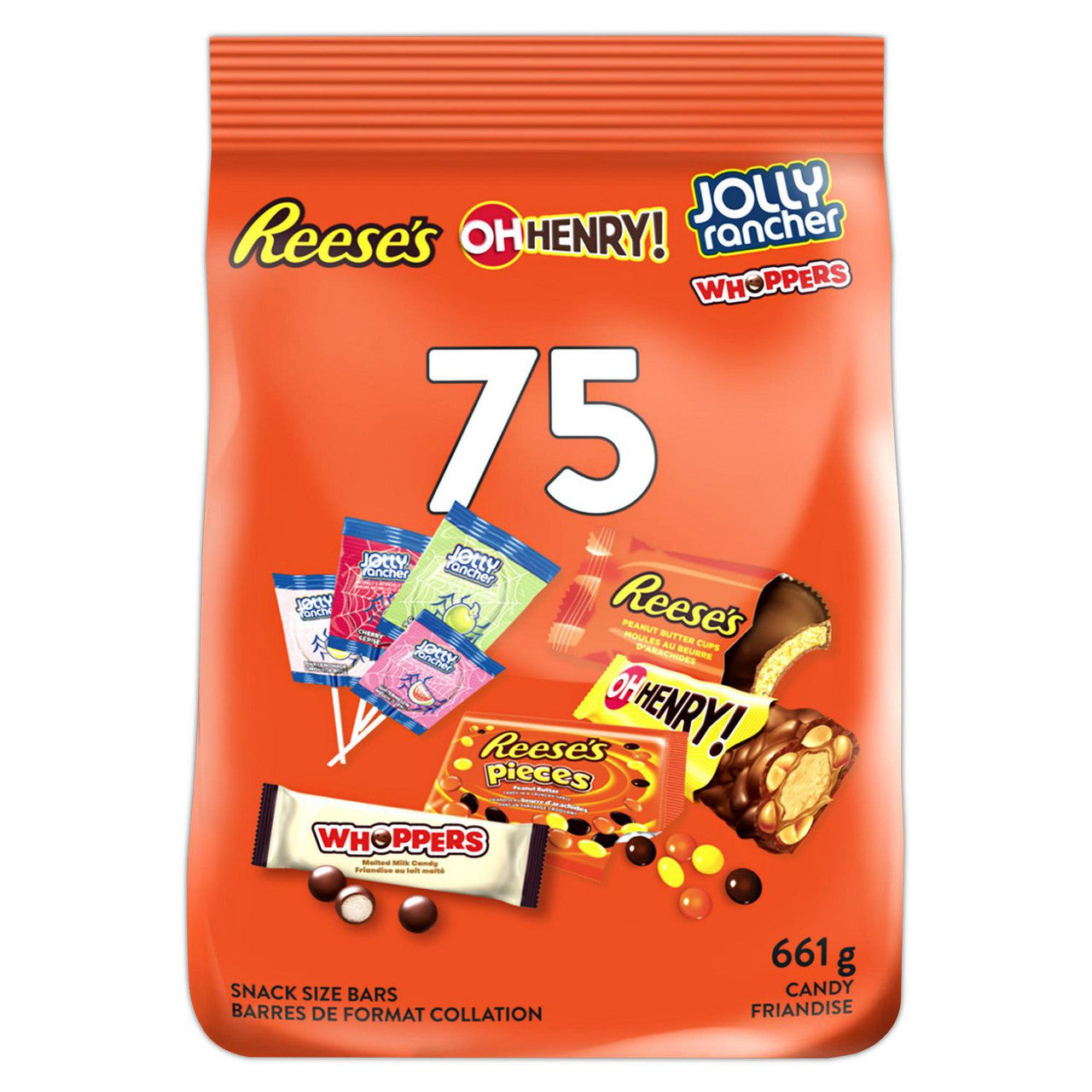 Hershey's Halloween Assorted Chocolate and Candy Value Bag, 75ct., 661g/1.4 lbs., {Imported from Canada}