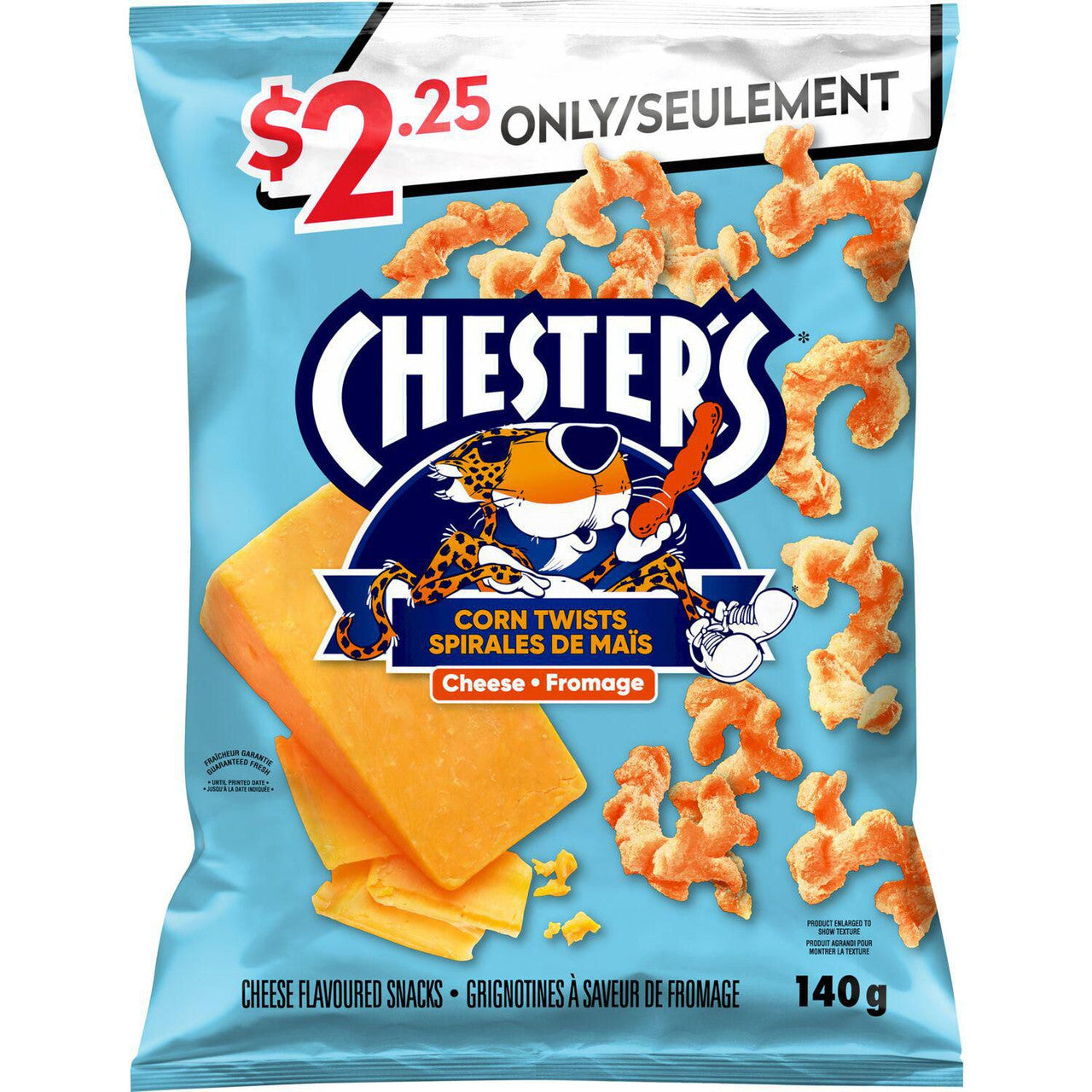 Chester's Corn Twists Cheese Flavored Snack, 140g/4.9 oz. Bag {Imported from Canada}