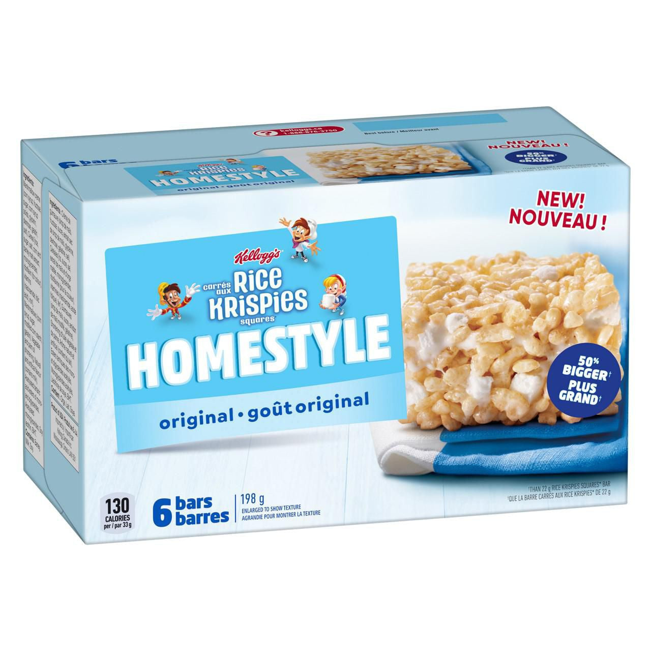 Kellogg's Rice Krispies Original Homestyle Bars (6ct) 198g/6.9 oz {Imported from Canada}