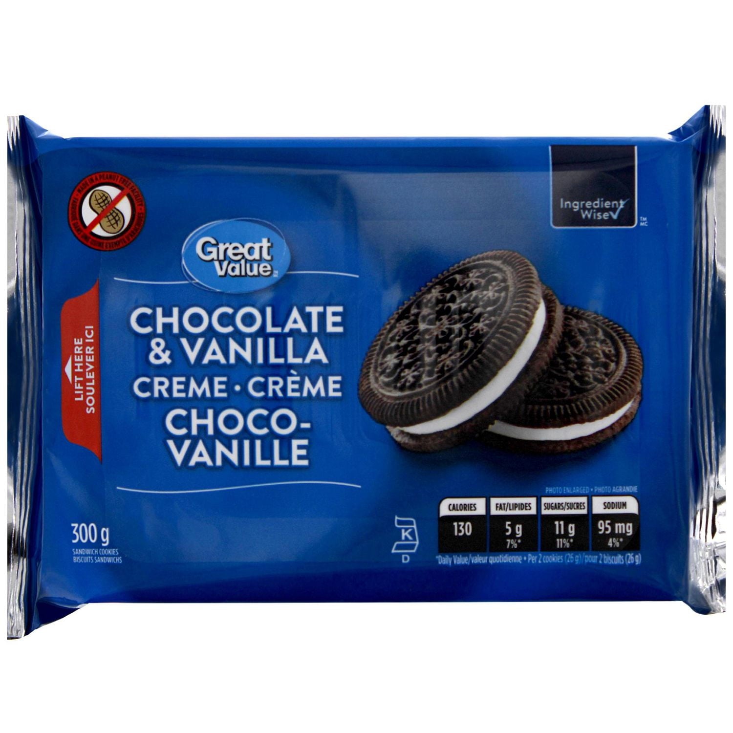 Great Value Chocolate & Vanilla Creme Cookies front