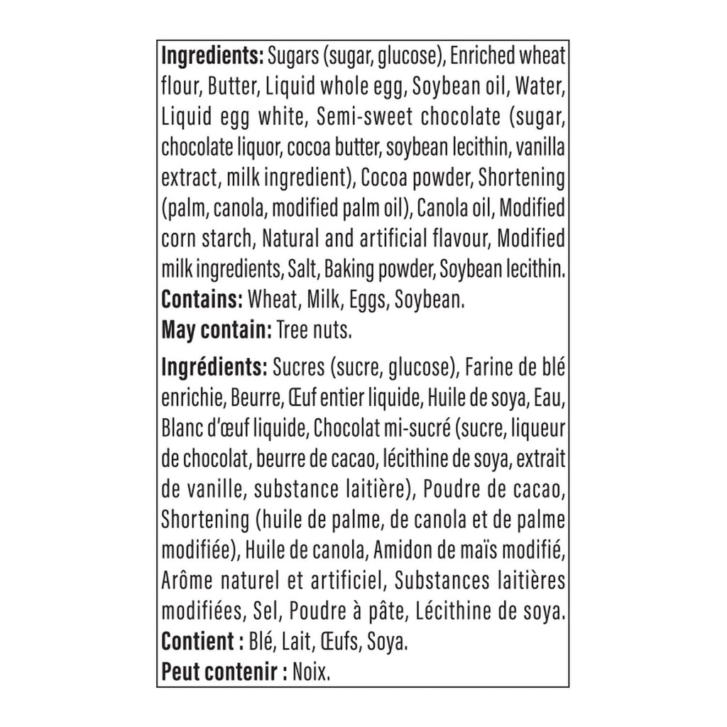 Two-Bite Brownie & Cake Bites, 576g/1.3 lbs. - Ingredients Label