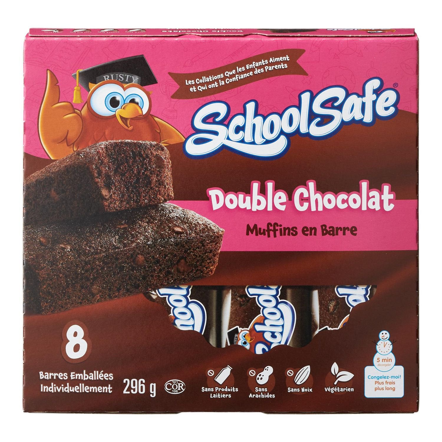 School Safe Double Chocolate Muffin Bars, 8ct., 296g/10.4 oz.