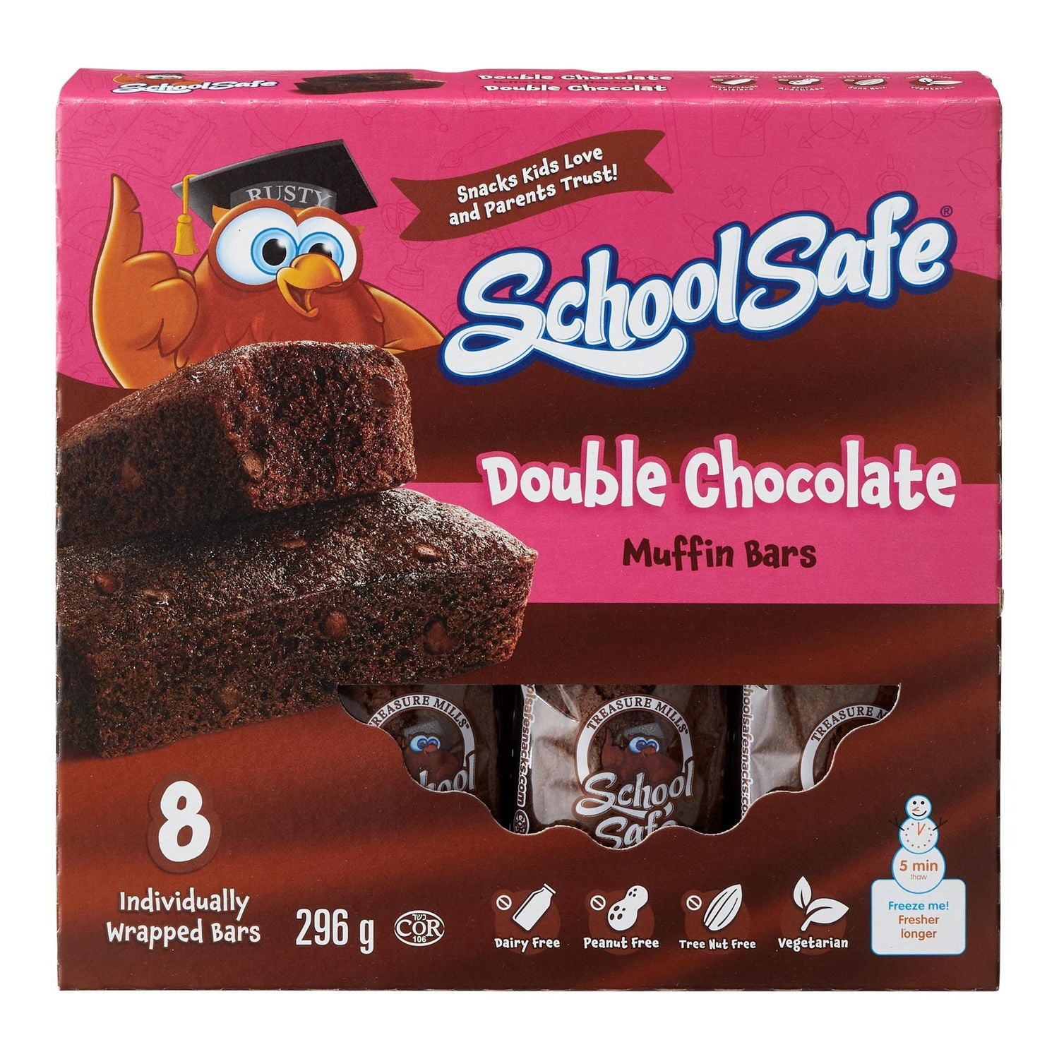 School Safe Double Chocolate Muffin Bars, 8ct., 296g/10.4 oz.