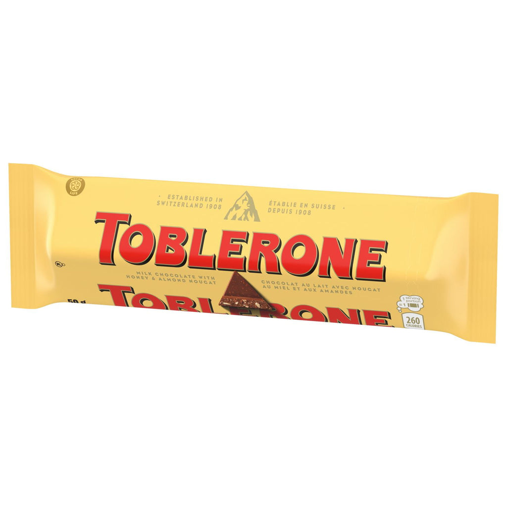 TOBLERONE Swiss Milk Chocolate With HONEY AND ALMOND NOUGAT, 50g/1.76 oz. - Bar