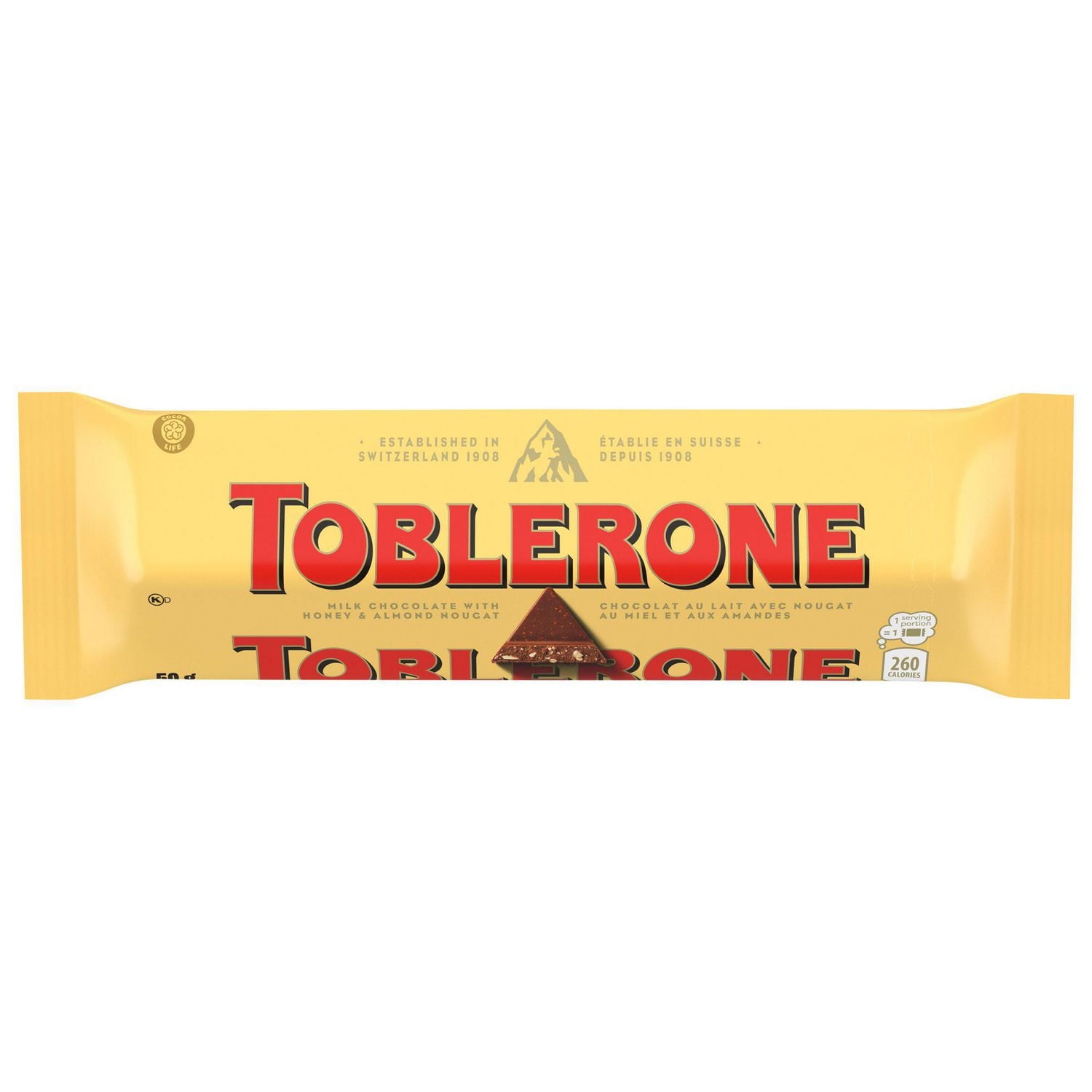 TOBLERONE Swiss Milk Chocolate With HONEY AND ALMOND NOUGAT, 50g/1.76 oz. - Bar