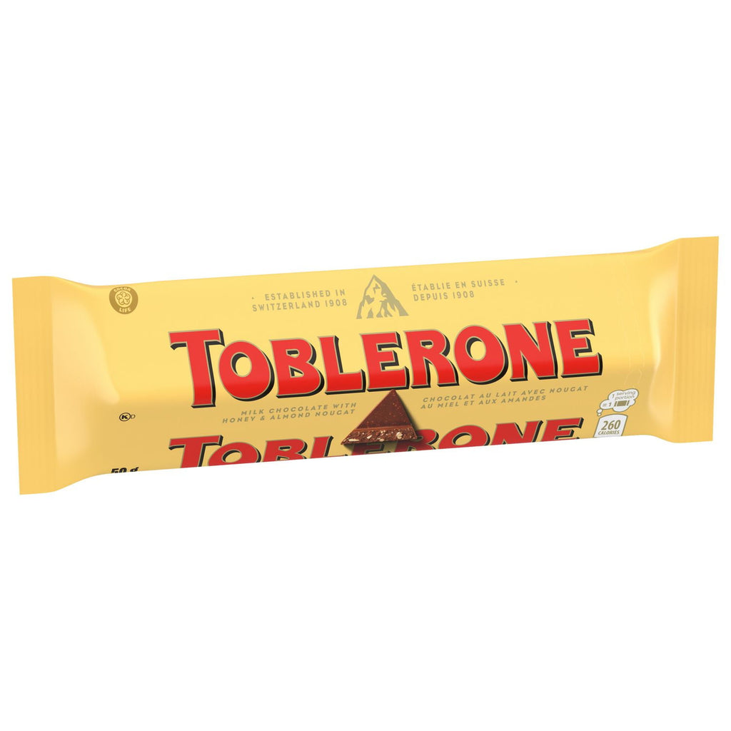 TOBLERONE Swiss Milk Chocolate With HONEY AND ALMOND NOUGAT, 50g/1.76 oz. - Bar